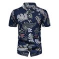 thumbnail image 2 of Camisas Oversize Hombre Camisas de para hombre, camisa hawaiana de manga corta con estampado de playa de ocio junto al mar, camisa holgada de playa de verano (Navy, XL), 2 of 4