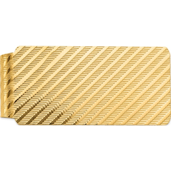 14K Yellow Gold Men's Textured Money Clip (55 X 26) Made In United States mc137