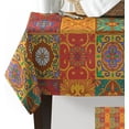 thumbnail image 5 of Orange Tablecloth Rectangle/Oval Retro Boho Geometric Floral Plaid Table Cloth Outdoor Waterproof Orange Tablecloths for Party Picnic Indoor Table Cover for Dining/Kitchen 60x120inch, 5 of 5
