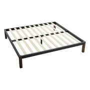Mainstays King 14 Metal Platform Bed Frame with Wood Slats, Storage Space Under Frame, No Box Spring Required, Black/Wood
