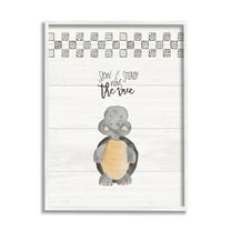 Stupell Industries Slow And Steady Wins Turtle Graphic Art White Framed Art Print Wall Art, 24x30, by Jo Moulton