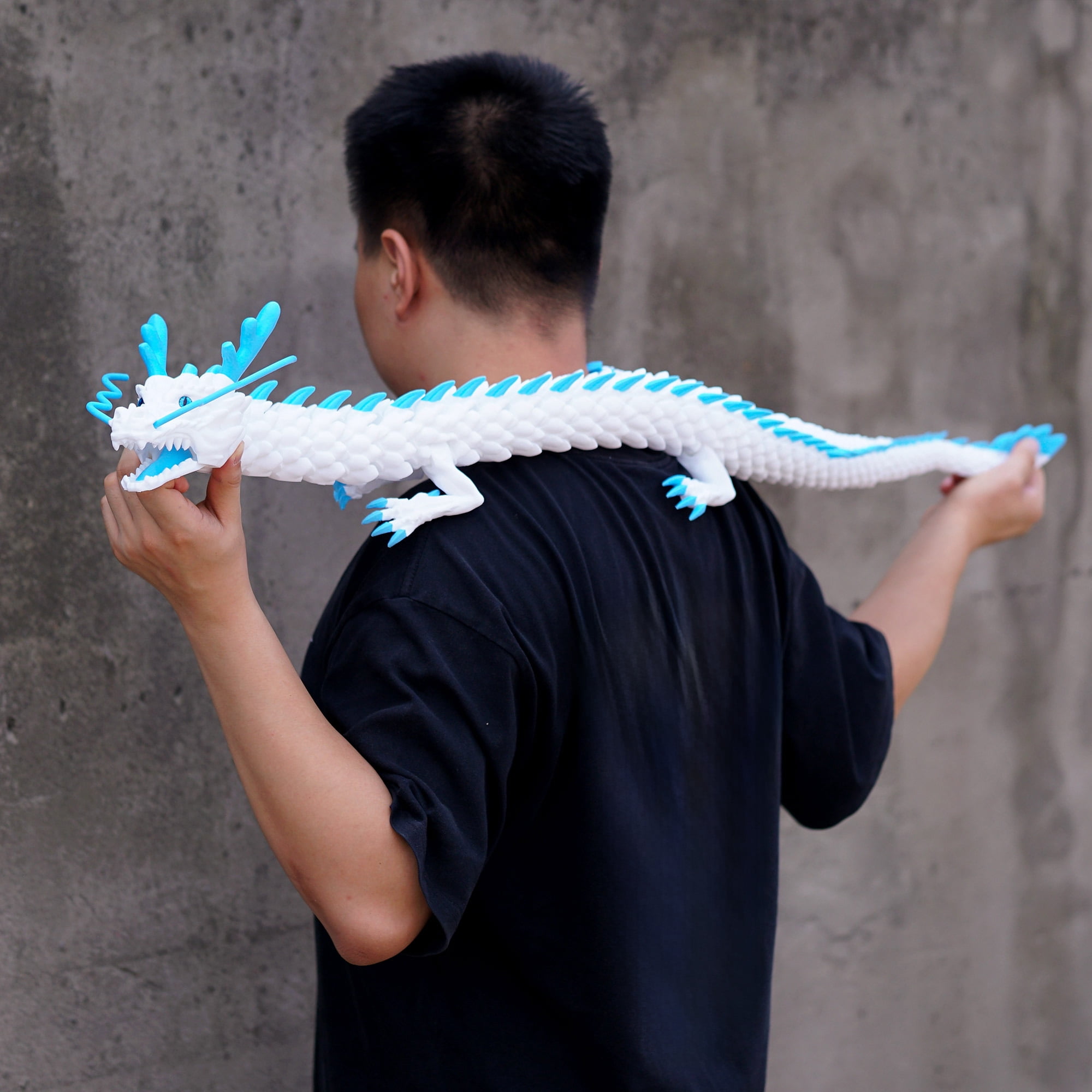 47.5inch 3D Printed dragon,Flexible Joint Animal lacertid Figurines,Realistic Eyes, Home Office Decor,Fidget Toy for Adults Teens Boy Festival Gifts
