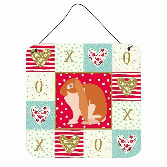 Caroline's Treasures CK5389DS66 English Lop Rabbit Love Wall or Door Hanging Prints, Red, 6x6, multicolor