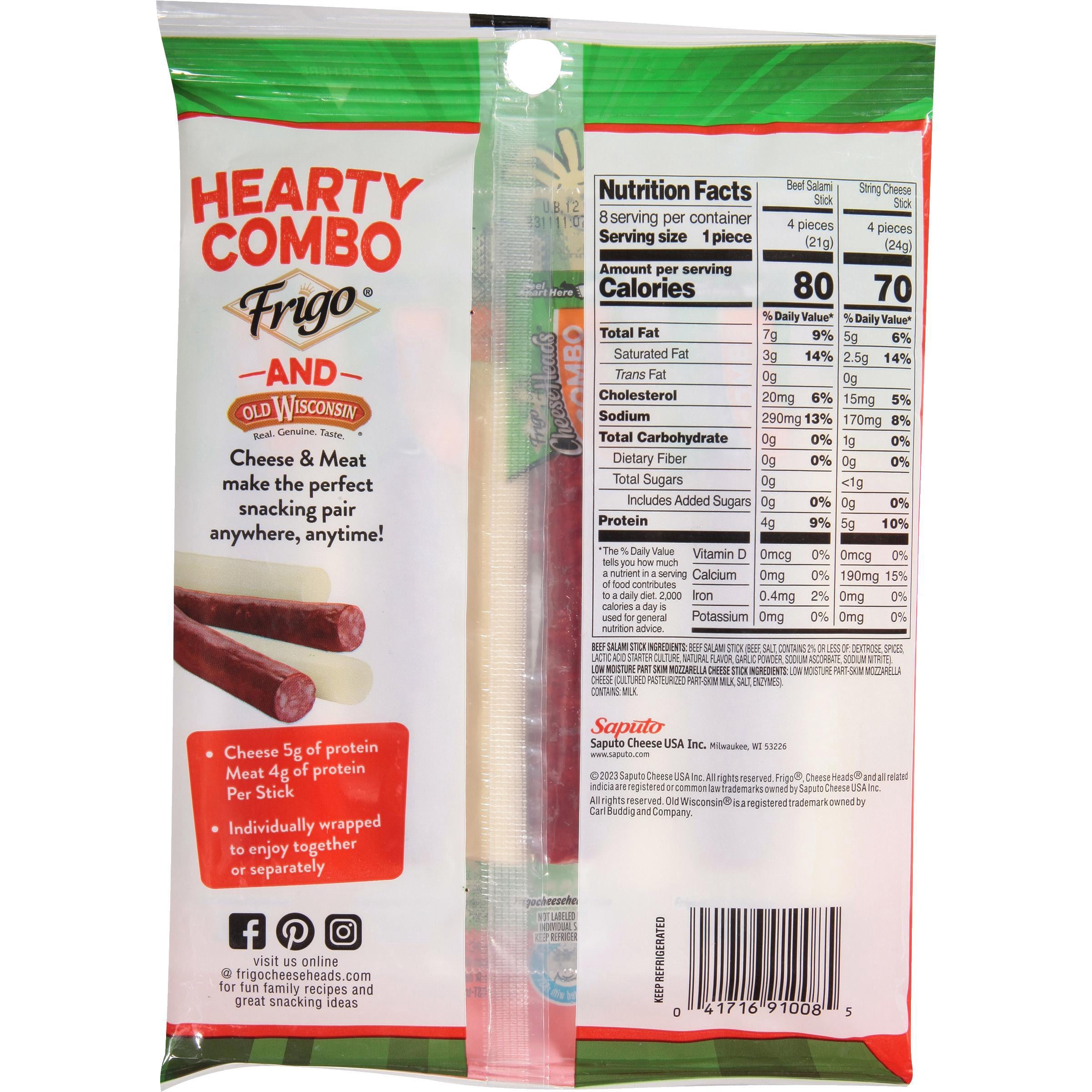 Frigo® Cheese Heads® Mozzarella Cheese & Salami Sticks, 6.3 oz, 8 Count