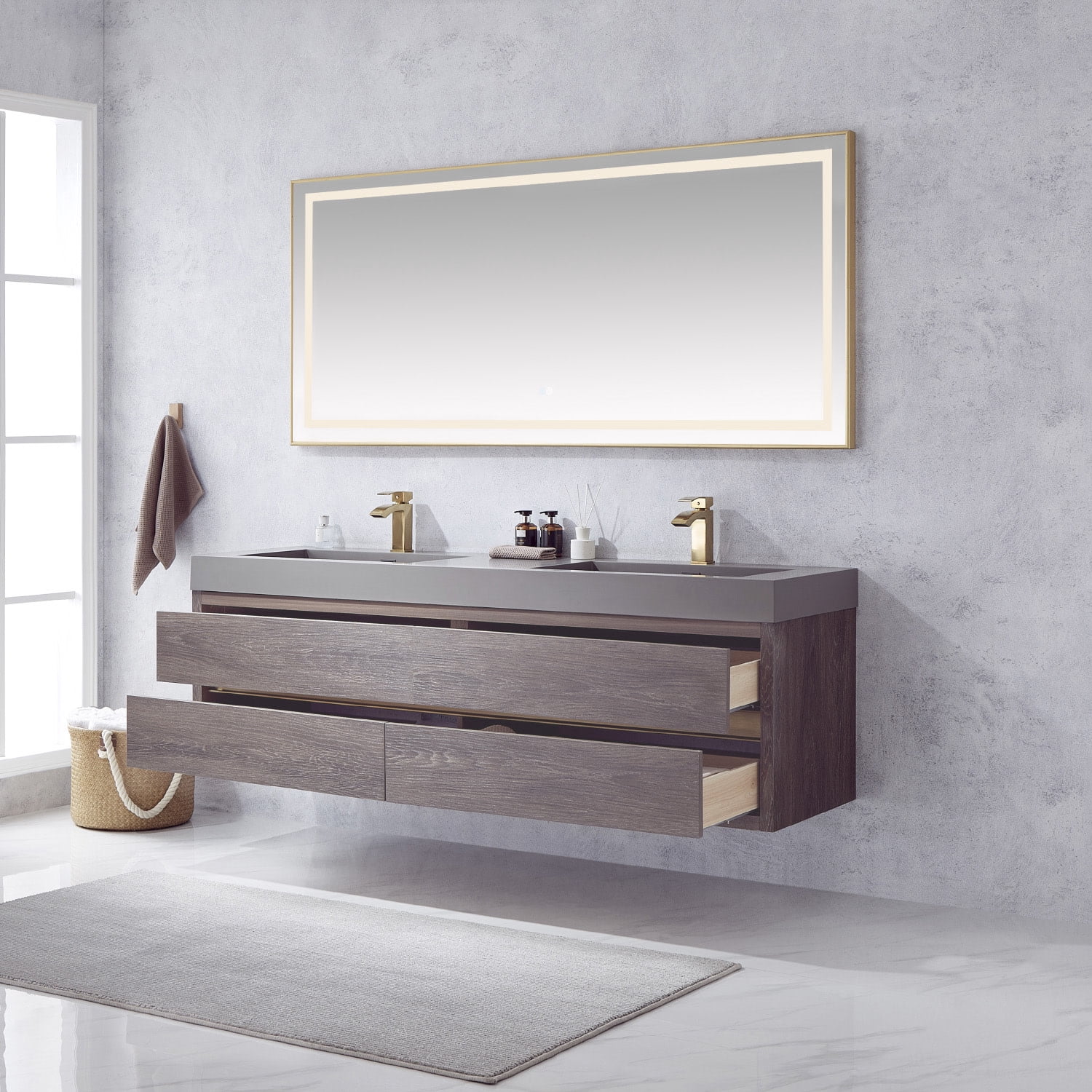 Miseno Mv703172 Palencia 72" Free Standing Double Basin Vanity Set - North Carolina Oak