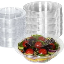 [25 PACK] 18oz Clear Disposable Salad Bowls with Lids - Clear Plastic Disposable Salad Containers for Lunch To-Go, Salads, Fruits, Airtight, Leak Proof, Fresh, Meal Prep | Rose Bowl Container (18 OZ)