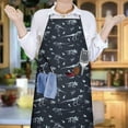thumbnail image 6 of Black White Dinosaurs Fossils Pattern Apron-Garden Aprons for Women with Pockets-Cotton Linen Waterproof Kitchen Cooking Gardening Aprons Adjustable for Kitchen,Cooking,BBQ and Salon 33x27 Inch, 6 of 7