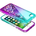 thumbnail image 4 of Nagebee Case for iPhone 8 Plus, 7 Plus / 6 Plus / 6S Plus with Tempered Glass Screen Protector, Sparkle Glitter Liquid Bling Diamond [Ring Holder & Wrist Strap] Women Girls Cute Case (Aqua/Purple), 4 of 6