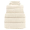 thumbnail image 3 of Tisuna Girls Jacket Child Solid Color Sleeveless Stand Collar Coat Comfortable Soft Autumn Winter Girls Zipper Outerwear White Size 1-2 Years, 3 of 4