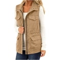 thumbnail image 3 of Tqcoqu Women's Utility Cargo Vest with Multi Pockets,Stand Collar Zip Up Drawstring Waist Sleeveless Casual Outdoor Waistcoat Jacket, 3 of 9