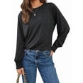 thumbnail image 2 of Blusas de Larga para Mujer, con Cuello Redondo Plisado, Informales, de Negocios, Ropa de Moda. Negro M, 2 of 6