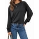 thumbnail image 2 of Blusas de Larga para Mujer, con Cuello Redondo Plisado, Informales, de Negocios, Ropa de Moda. Negro S, 2 of 6