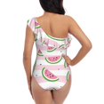 thumbnail image 5 of Picia Watermelon Pattern Women's One Piece Swimsuits,One Shoulder Swimwear Asymmetric ,Ruffle Monokinis Bathing Suits,High Waisted Flattering Bathing Suits-Medium, 5 of 8