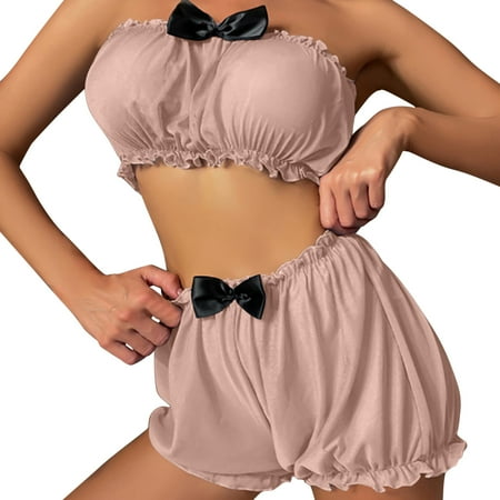 

B91xZ Lingerie For Women Ladies Lingerie Velvet Suit Pajamas Lace Stitching Lingerie Night Robe Women Lingerie Beige M