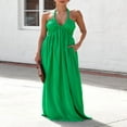 thumbnail image 4 of Robe à Nouer pour Femmes Col Halter Couleur Unie pour Tenue Décontractée d'Été, 4 of 9