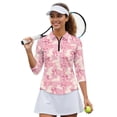 thumbnail image 2 of HUIACONG Comfortable Women's Golf Polo Shirt for Workout Tennis Sports, 3/4 Sleeve Ladies Golf Top with Quick Dry Polyester Spandex Fabric, 2 of 10