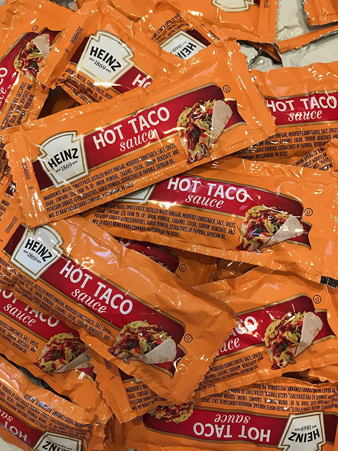 Hot Taco Sauce, Spicy Taco Sauce Packets 50 Individual Packets, Great