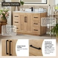thumbnail image 6 of Floral 48" Wood Vanity in Light Brown Calacatta White Quartz Top no Mirror, 6 of 9