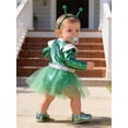 thumbnail image 6 of TiaoBug Toddler Baby Girls Alien Outfit Metallic Bodysuit Long Sleeve Tutu Dress with Headband Green 9-12M, 6 of 7