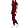 thumbnail image 2 of Nursing Scrubs For Woman Matching Set,Womens Scrub Sets with Mandarin Collar,Unisex Jumpsuit Workwear,Medical Uniform for Doctors, Nurses, Beauty Salons - Wine - M, 2 of 5