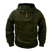 aohooy 1/4 Zipper Tactical Hoodies for Men Military Quarter Zip Pullover Cargo Hoodie Jacket Fleece Hooded Sweatshirt with Pockets Army Green,M