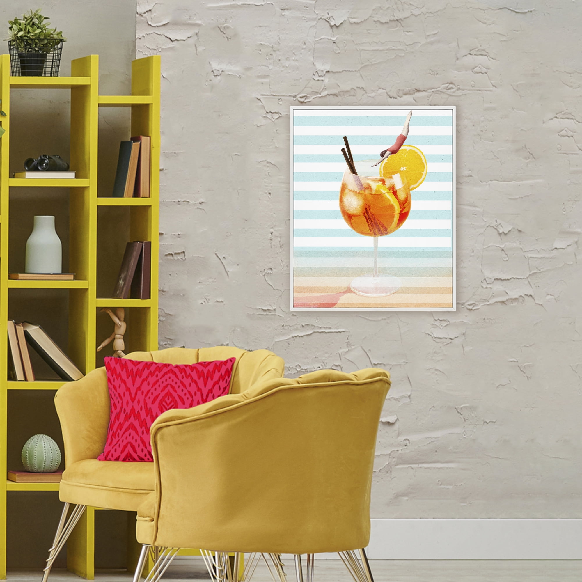 Spritz Cocktail Dive White Framed Giclee Art, design by Lil' Rue