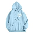thumbnail image 3 of Juniors Teen Girls Letter Print Drawstring Fleece Graphic hoodie Running Aesthetic Hoodie Cotton Lounge Comfy Sweatshirt Walmart Plus Membership Deals, 3 of 6