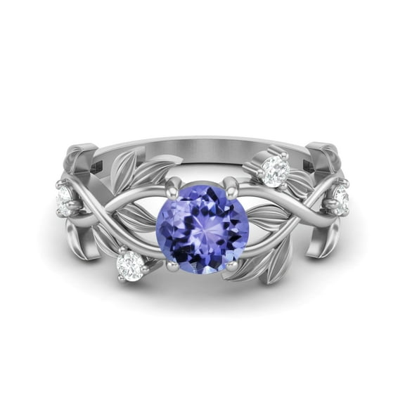 Mooneye Solitaire Round 6mm Simulated Tanzanite 925 Sterling Silver Women Valentines Day Gifts Ring