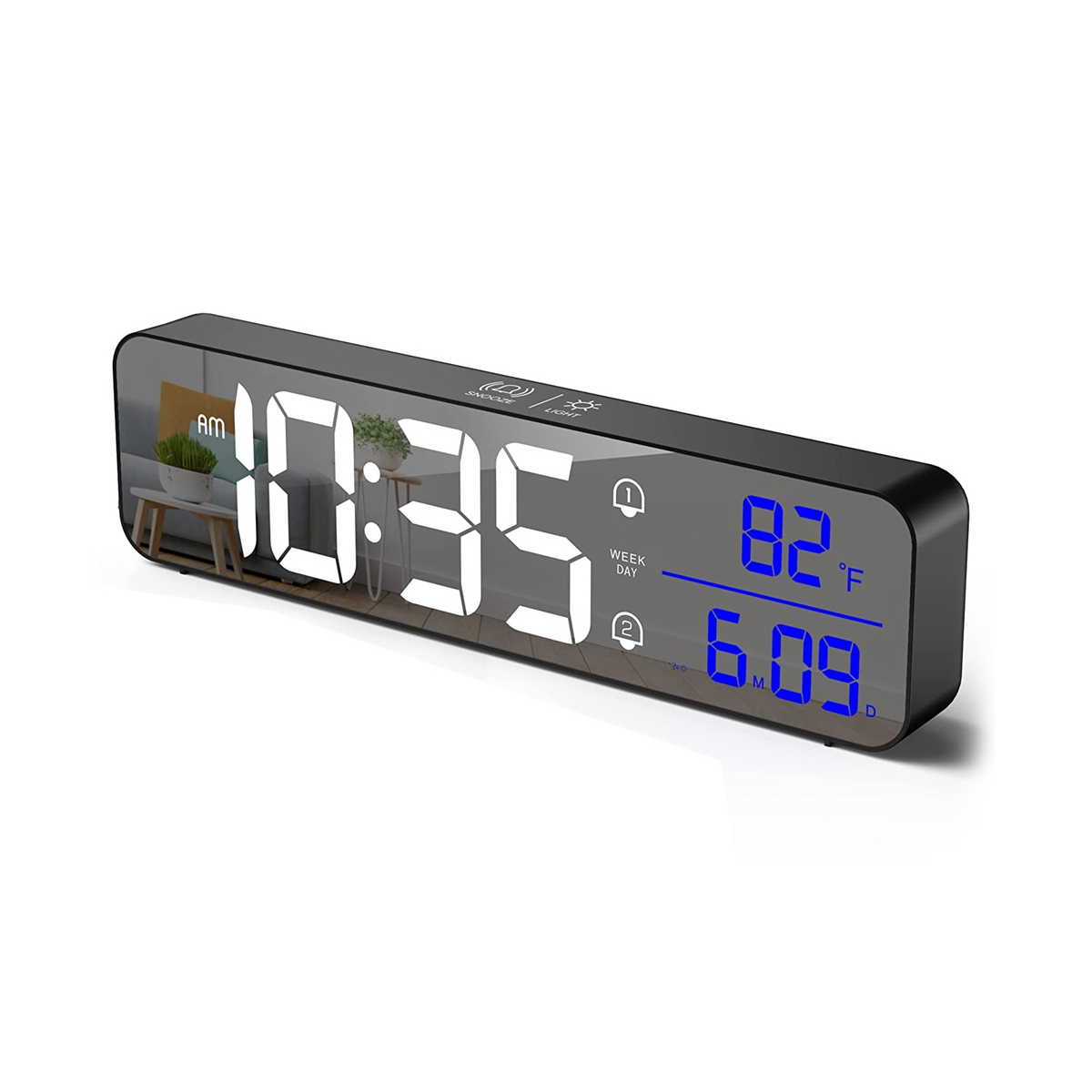 Digital Clock for Bedrooms, Digital Day Calendar Clock, Chargable Desk Digital Clock, Snooze