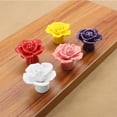 thumbnail image 6 of 1Pc Ceramic Rose Knob - Flower Pattern Door Handle for Kid's Room, Drawer, Cabinet, Dresser, Cupboard with Screw - Lovely Cartoon European Modern Simple Colorful Pull, 6 of 8