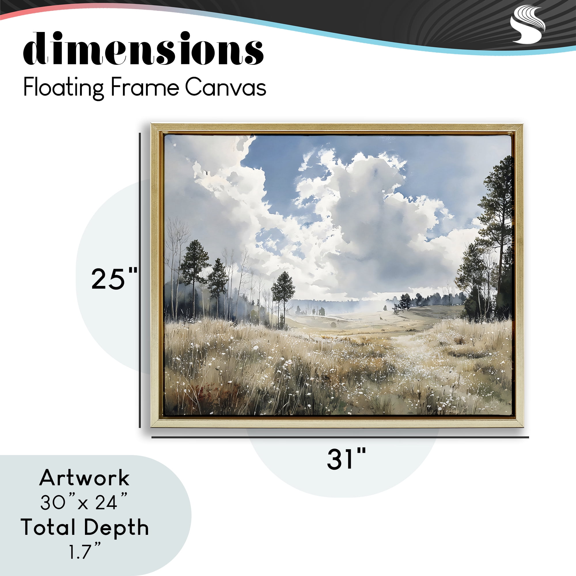 Stupell Industries Blue Kissed Landscape Gold Framed Floater Canvas Wall Art, design by Franklyn Gregory