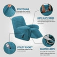 thumbnail image 2 of Enova Home Real Velvet Spandex Recliner Chair Slipcover with Elastic Bottom Side Pocket (Peacock Blue), 2 of 6