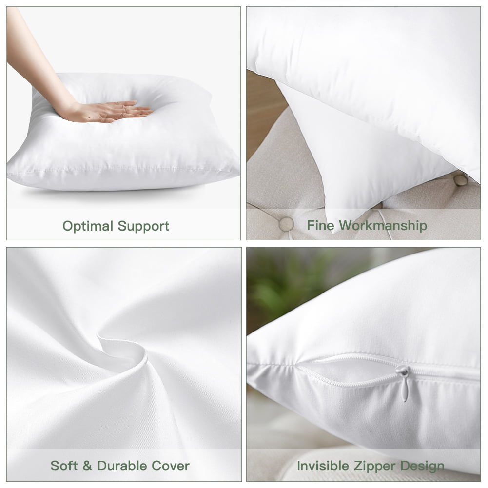 OTOSTAR Premium Outdoor Throw Pillow Inserts 18x18 Inch Waterproof Pack of  4 Square Decorative Sofa Pillow Stuffer for Bed Couch Sham Cushion (White