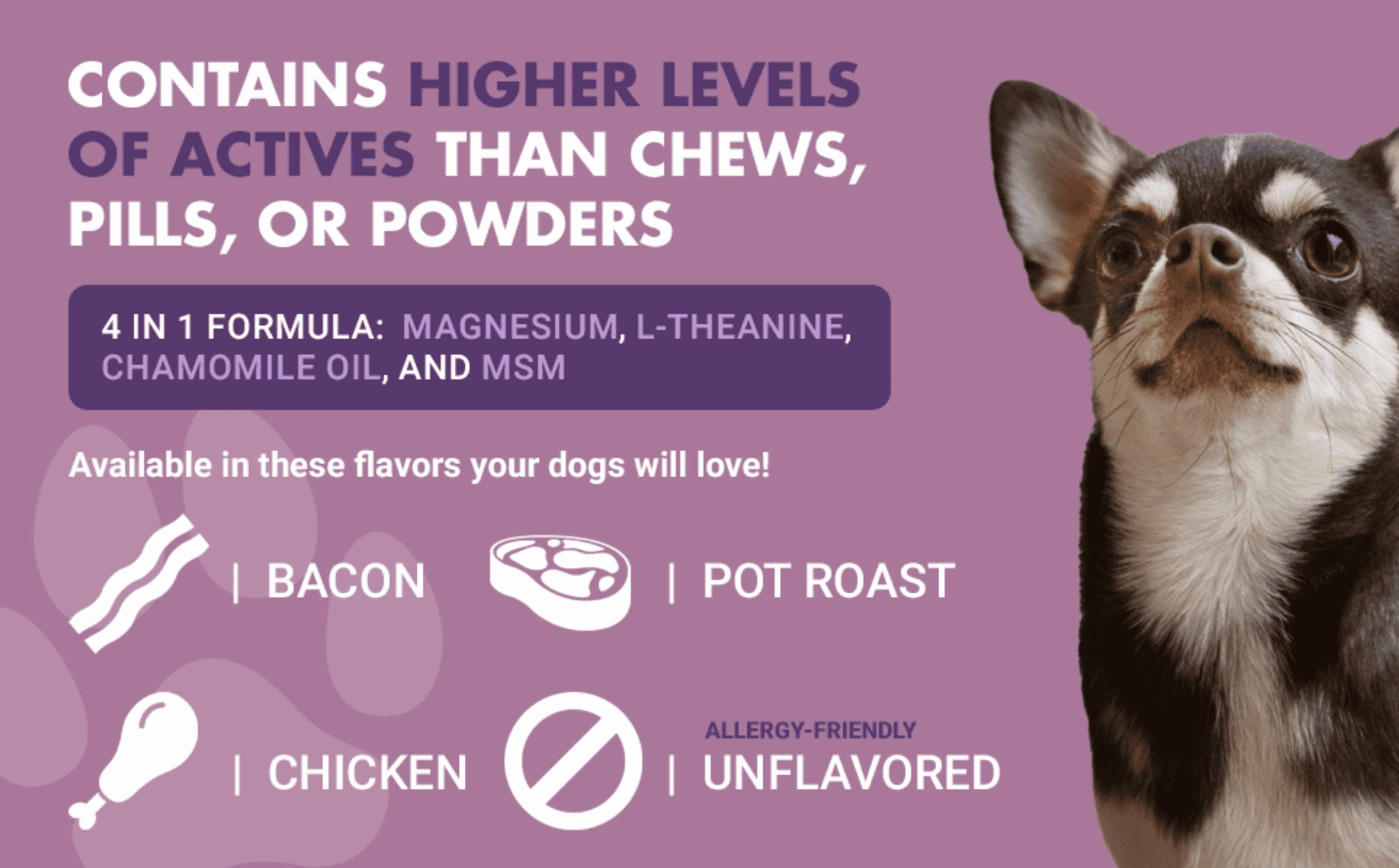 Liquid-Vet Bien-Être Calme & Apaisé pour Chien pour le Stress & l'Anxiété avec Camomille MAX - Saveur de Bacon, 16 oz