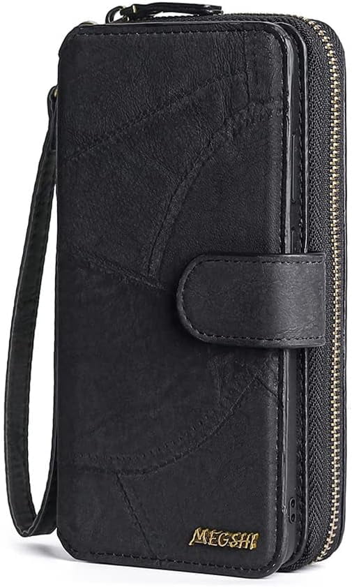 Phone Case for Samsung Galaxy A71 5G Zipper Wallet Detachable Cover with Screen Protector and Leather Flip Mirror Card Holder Slot Cell Accessories Mobile A 71 G5 71A S71 SM Women Men Black