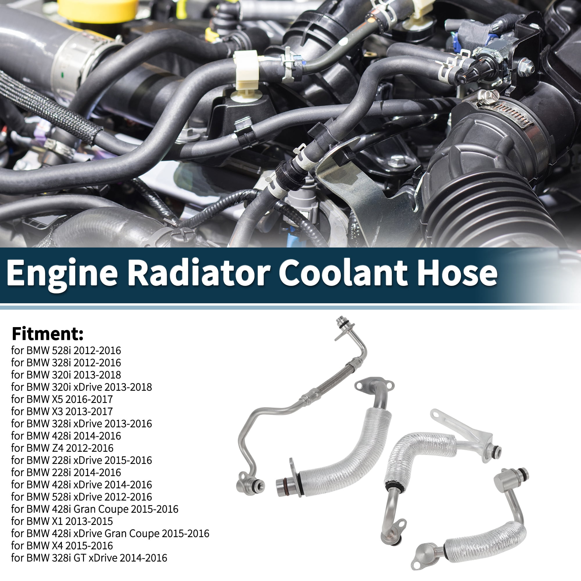 Unique Bargains 1 Set of Radiator Coolant Hose for BMW Models 528i 328i X5 2012-2016