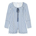 thumbnail image 3 of aidice Womens Jumpsuits Summer Casual Lightweight Long Sleeve Drawstring Striped Loose Shorts Rompers, 3 of 4