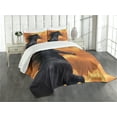 thumbnail image 3 of Ambesonne Nature Quilted Bedspread Set 3 Pcs, Galloping Friesian Horse, Queen Size, Black Orange, 3 of 5