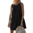 thumbnail image 3 of SLADYGLO Women Crew Neck Sleeveless Front Pockets Back Hollow Out Rompers, 3 of 6