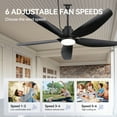 thumbnail image 4 of ALKAFY 52 inch Waterproof Ceiling Fan with LED Light and Remote, DC Motor, for Damp Bathroom Porch, 4 of 11