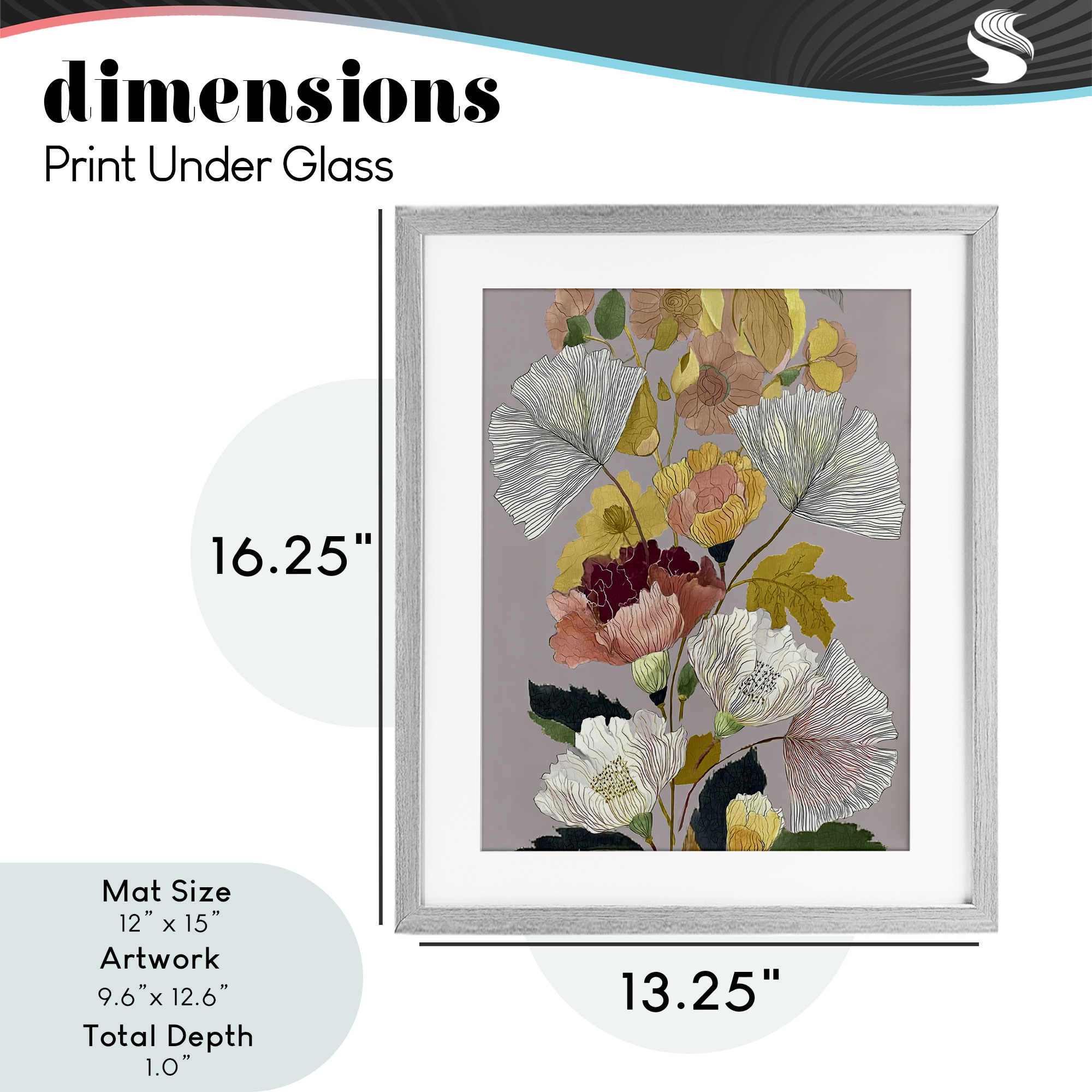 Detailed Foliage Leaves Gray Framed Print Under Glass, design by Annabelle Hall