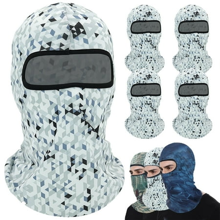 5 pcs Camo Face Mask Bandana Balaclava Hood Headwear for Men Tactical Training Cycling Ski Wind-Resistant Hunting Hat UV Protection