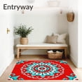 thumbnail image 3 of ODIKA 5'x7' Machine Washable Non-Slip Area Rug, Symmetrical Lotus Petal Design Ornamental High Traffic Rug with Pad, Red, 708003, 3 of 8