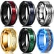 thumbnail image 2 of Anillo de dragón de acero inoxidable para hombre, 13 colores, 8mm, incrustaciones, rojo, verde, negro, anillo de fibra de carbono, joyería de banda de boda, grabado personalizado, 2 of 4