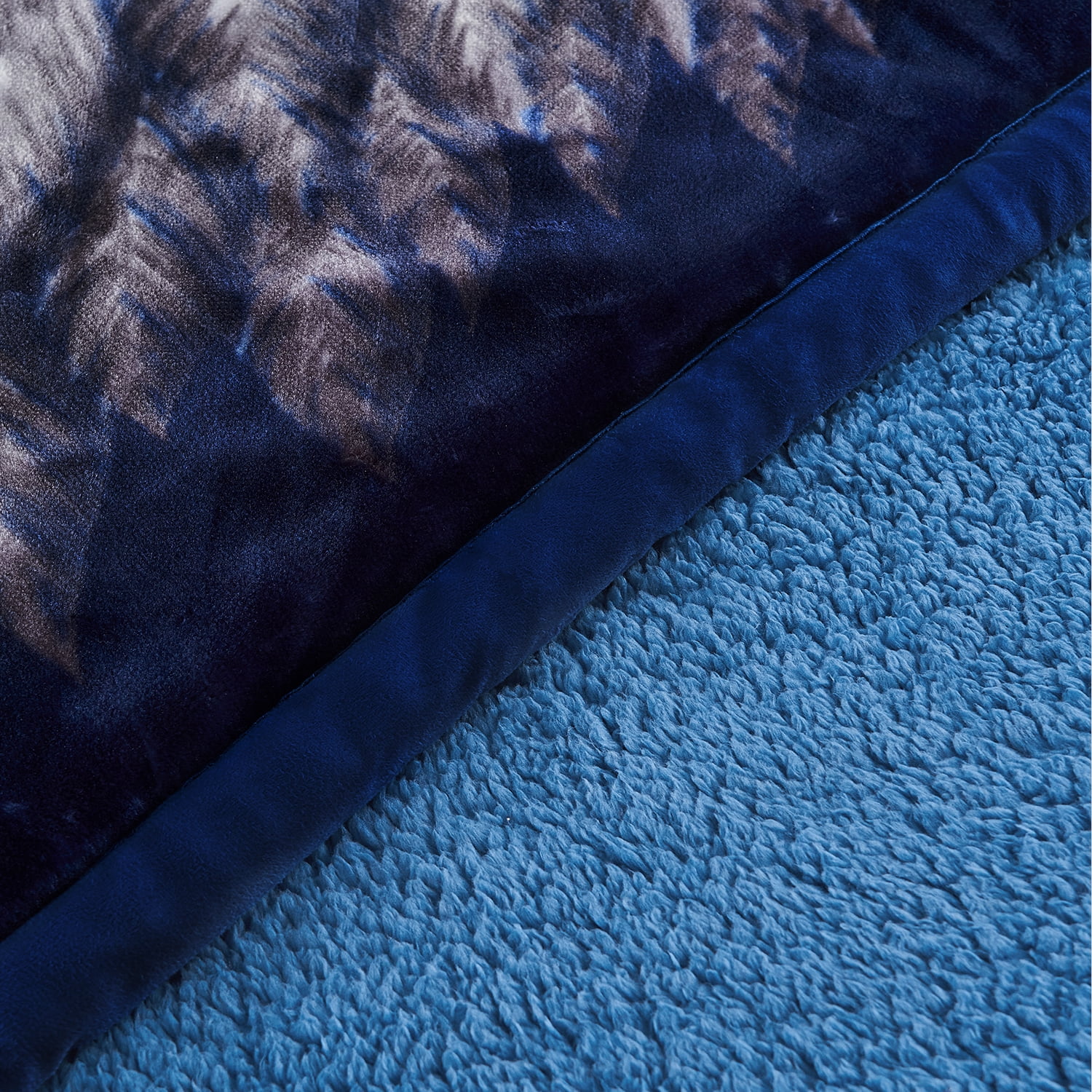 NC Warm King Sherpa Blanket,Thick Printed Flannel Fleece Borrego Blanket,79"x91",7.5lb