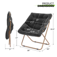 thumbnail image 2 of Magshion Set of 2 Saucer Chair Soft Faux Fur Folding Accent Chair, Square Lounge Lazy Chair Moon Chair with Metal Frame for Bedroom Living Room, Black, 2 of 9