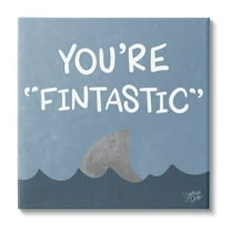 Stupell Industries Funny Fintastic Saying Text Shark Fin Swimming Ocean , 30 x 30, Design by Stehanie Dicks