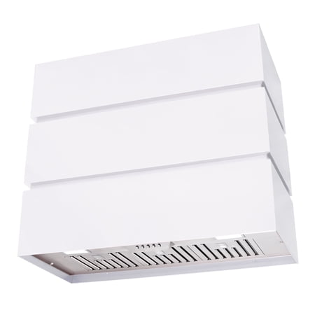 Akicon 36" Stainless Steel Range Hood, Modern Box Ducted Kitchen Hood with Powerful Vent Motor, Wall Mount, 36"W * 30"H*14"D, Signal White