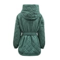 thumbnail image 6 of XFLWAM Women Winter Warm Zipper Jacket Coat Hooded Outwear with Belted Green M, 6 of 6