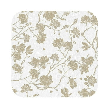 Kll Square Drink Coasters Set Of 4,Pu Leather Absorbent Coasters Set Decorative Coffee Cup Coasters Housewarming Gift For Home Decor-Vintage Stylized White Color